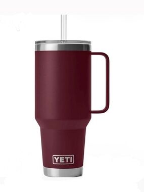 YETI Rambler 42oz Travel Mug with Handle Wild Vine Red LIKE NEW